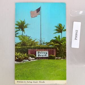 Welcome to Delray Beach Florida 1970s Postcard FL PC 1973 American Flag
